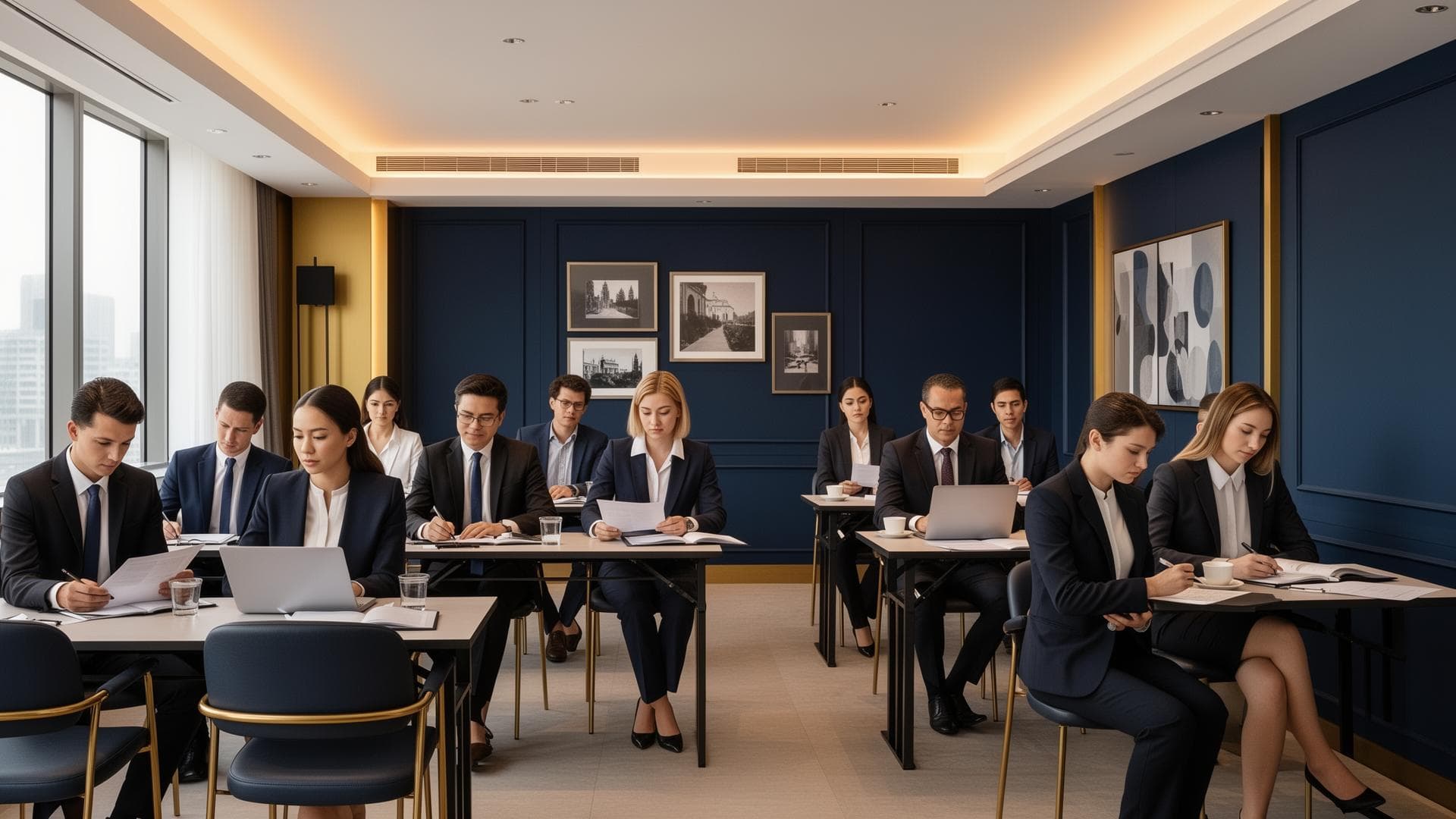 Professional hospitality training in a luxury hotel setting